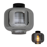 Plafond "vaso", rétro, plafond, métal et verre de fumée en anthracite, socket e27, pour salle à manger, salon, couloir ou bureau, avec un Øvon 25 cm