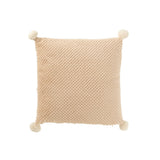 Coussin Soft Pompoms J-Line en coton beige avec pompons décoratifs