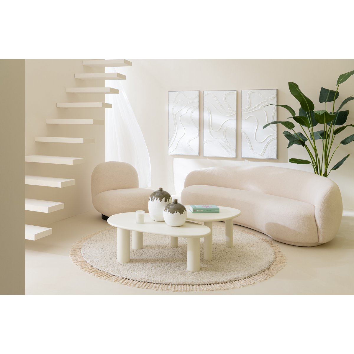 Table d'appoint J-Line Bali en bois blanc - dimensions
