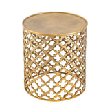 Table décorative table d'appoint en métal ø 40 x 45 cm ronde Cairo argent ou or aluminium oriental
