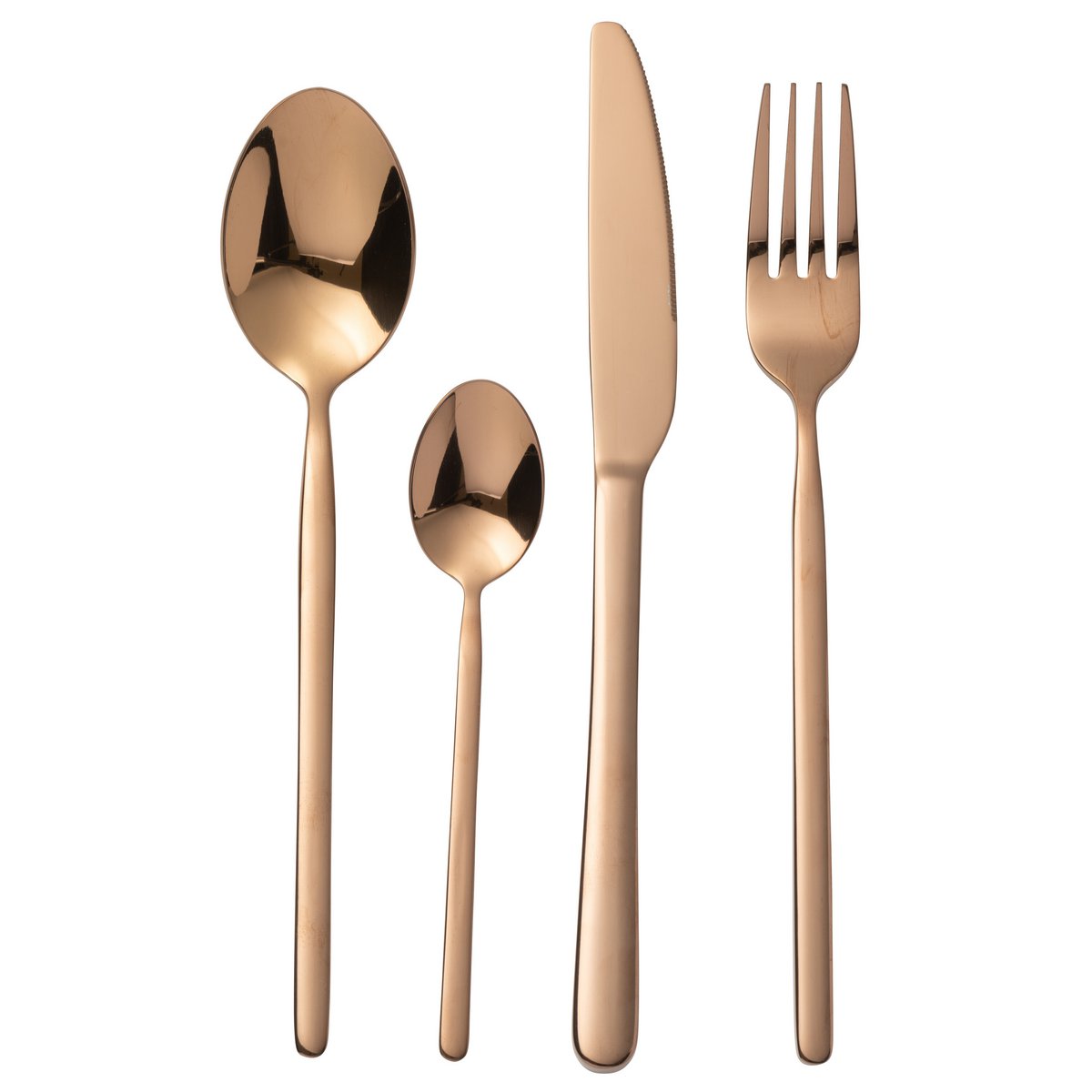 Zoom sur le manche des couverts J-Line en cuivre brillant