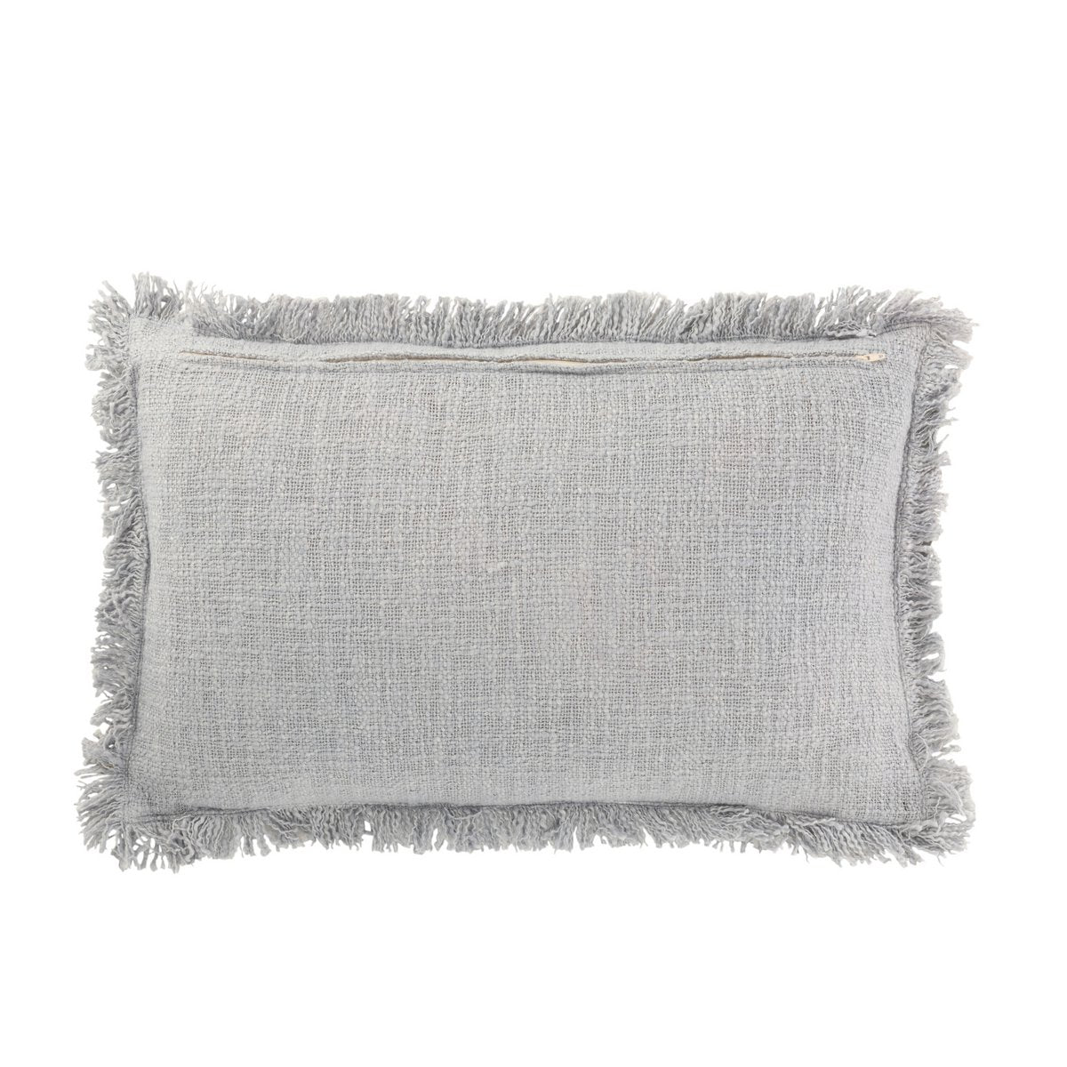 Vue de face du coussin J-Line bleu en coton et velours