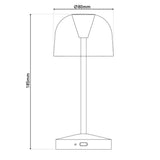 2 Set LED Battery Table Light "Gomba" pour l'extérieur et à l'intérieur, en métal et en plastique en noir, 18,5 cm de haut