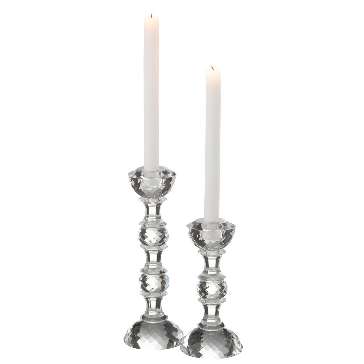 Bougeoir Marie en cristal transparent, mise en scène décorative
