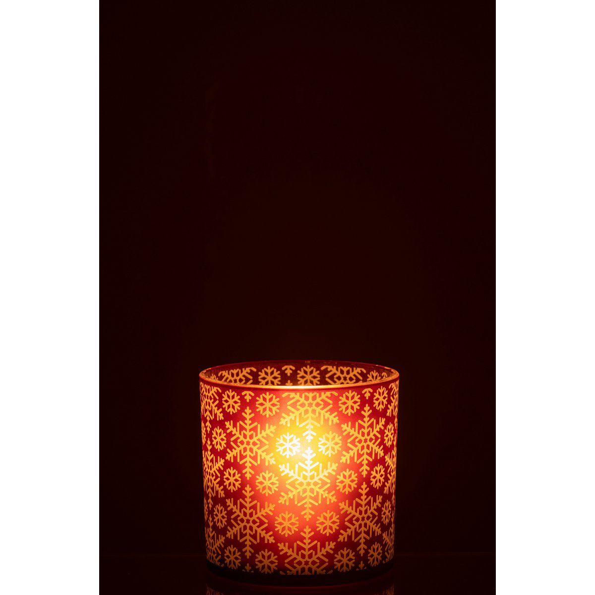 Détail du verre rouge de la lanterne J-Line Snow