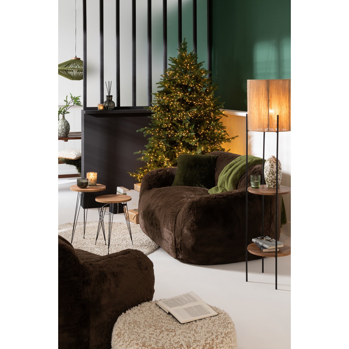 Canapé Cutie J-Line en polyester marron, angle droit