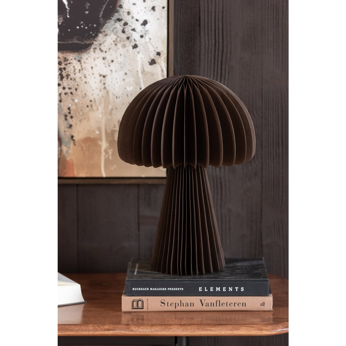 Abat-jour J-Line Mushroom pliable en papier marron, vue de face
