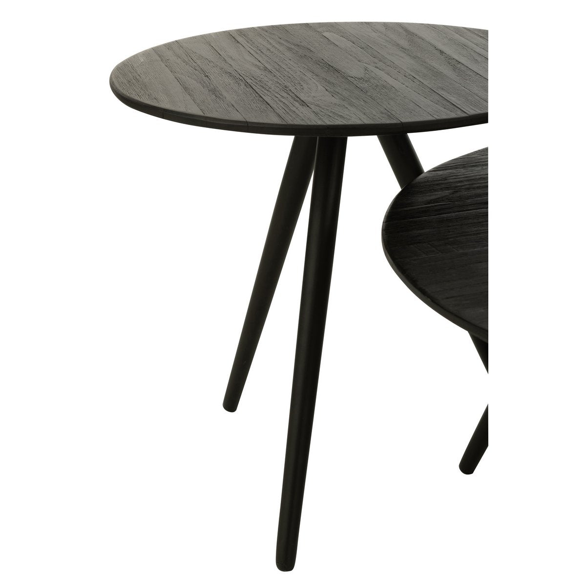 Détail de la finition en bois noir de la table J-Line.