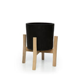 Charcoal Low - Jardinière en teck noir naturel vue de face