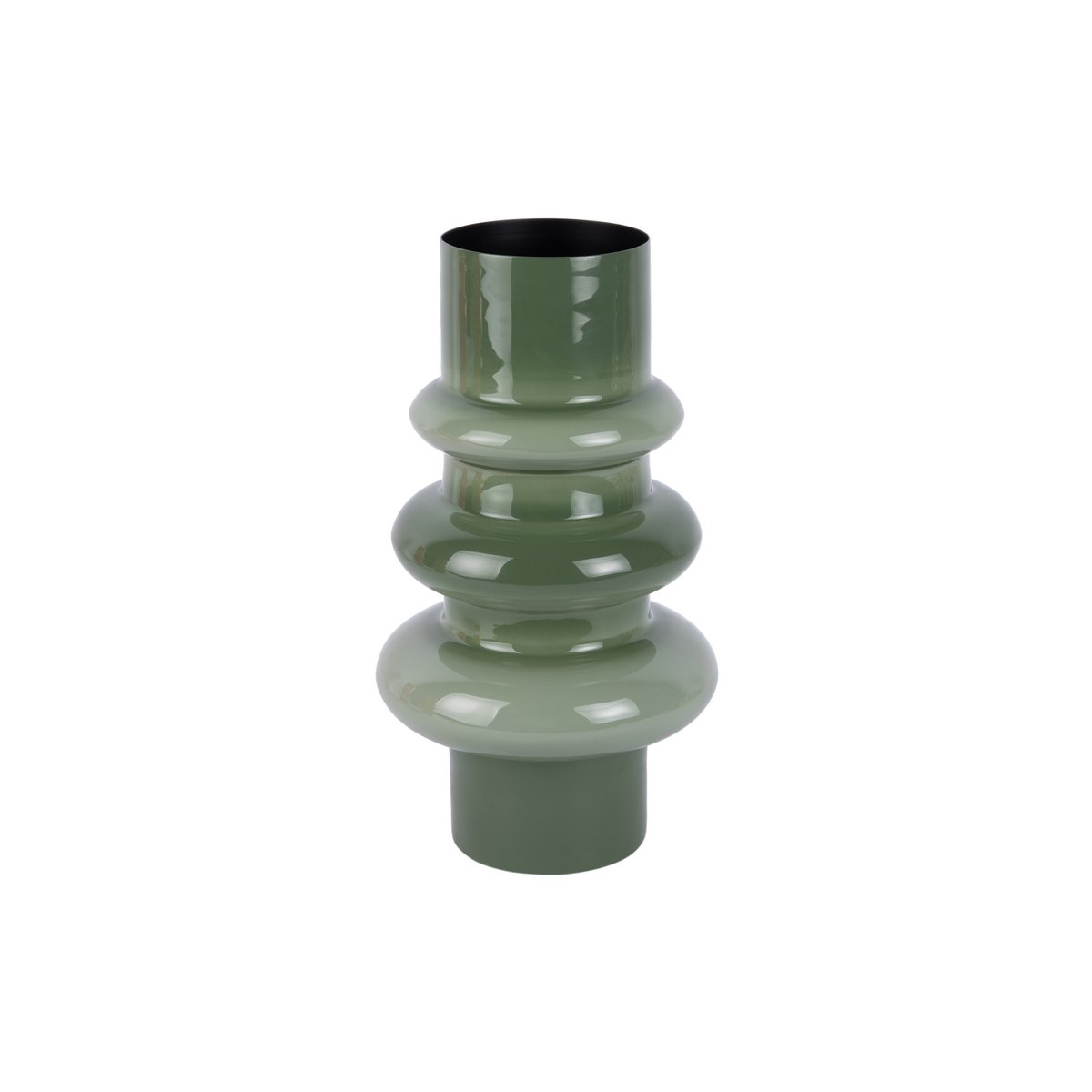 Vase Grato Petit en métal vert, vue de face avec détails élégants