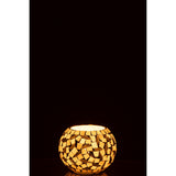 Bougeoir J-Line Ball Mosaic sur une table élégante, créant une ambiance chaleureuse.