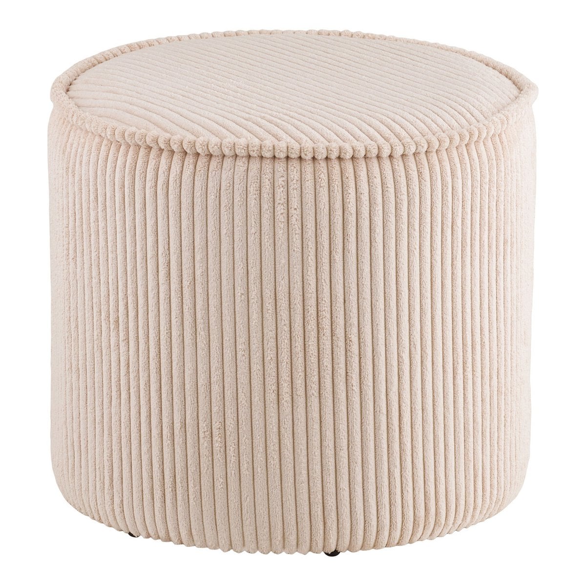 Pouf Taupo en velours côtelé beige, vue de face