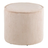 Pouf Taupo en velours côtelé beige, vue de face