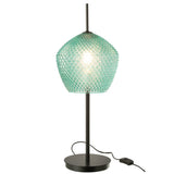 Lampe J-Line en verre vert, vue avant avec éclairage doux