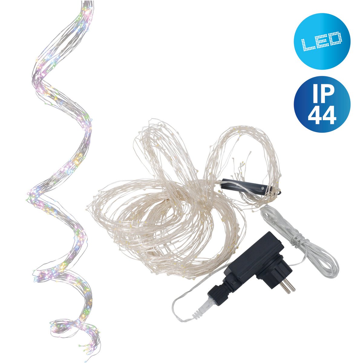 La chaîne légère décorative "Schweif" 600 RVB LED, 2,5 mètres de long