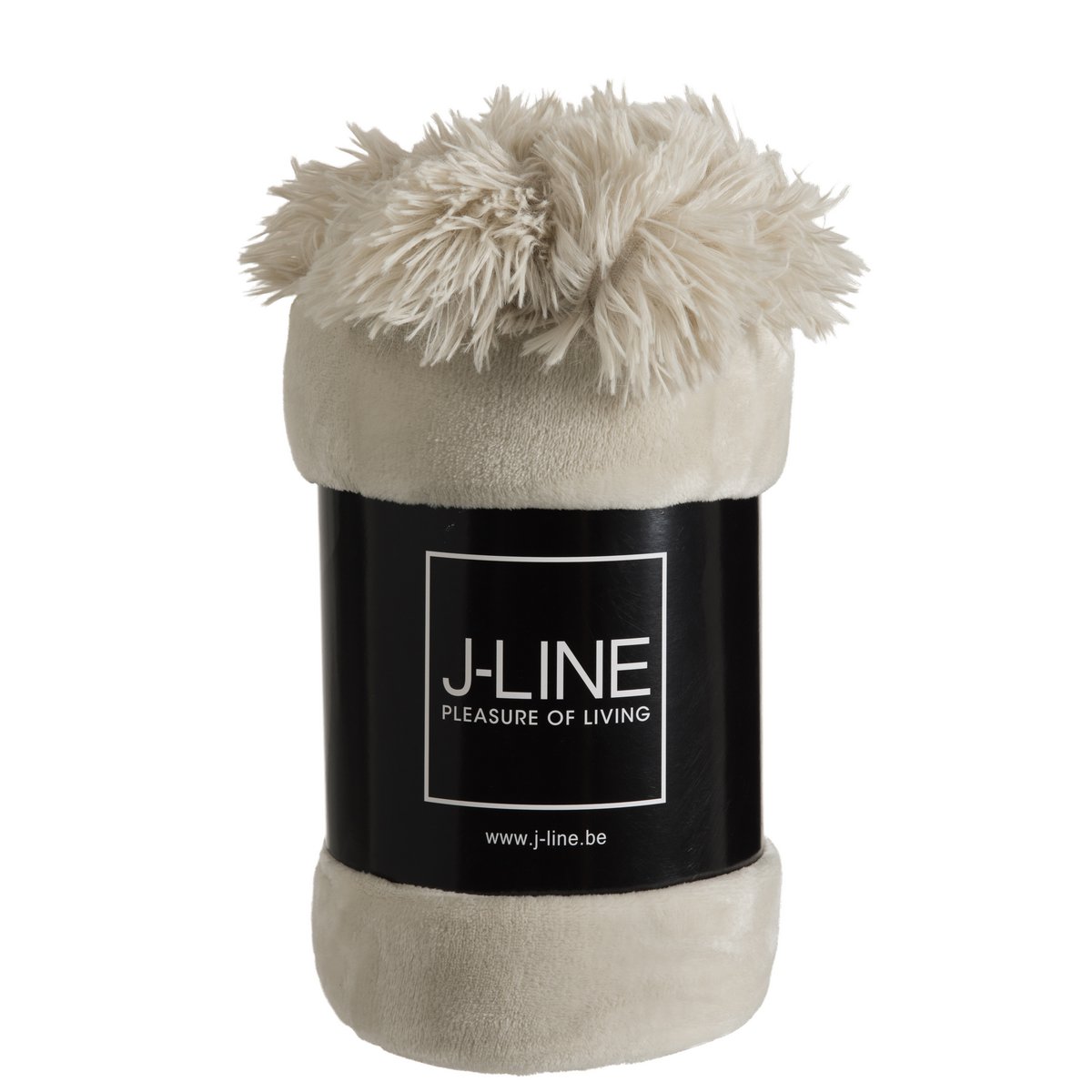 Plaid Pompon J-Line plié, mettant en valeur ses couleurs douces