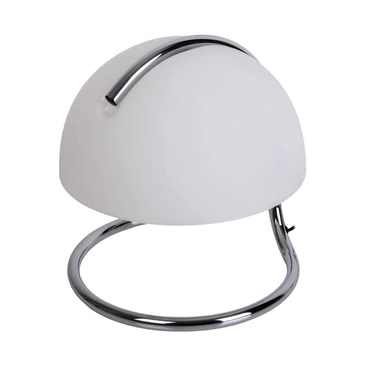 Vue rapprochée de la lampe Burano, détails en chrome et verre