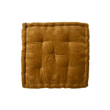 Coussin boîte en velours Donna moutarde 45x45x10