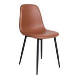Chaise Stockholm en cuir PU marron avec pieds en métal noir