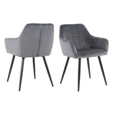 Fauteuil en velours gris avec surpiqûre carrée, vue de face