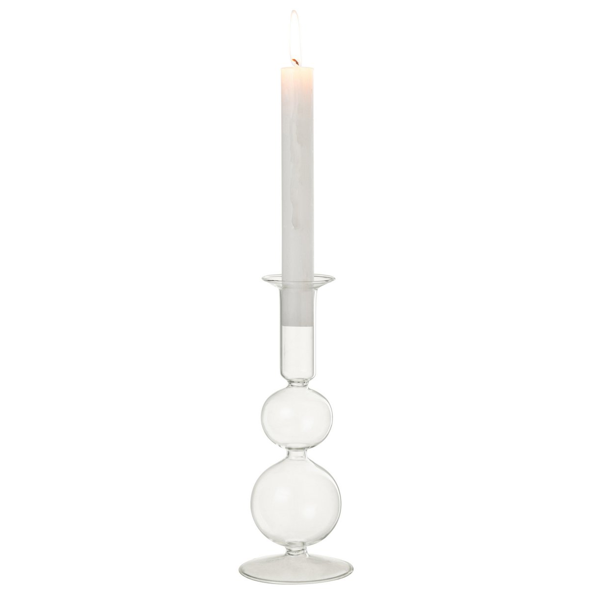 Bougeoir J-Line Balls en verre transparent, vue de face