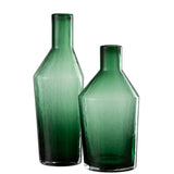 Vase J-Line en verre vert, gros plan sur le détail du verre