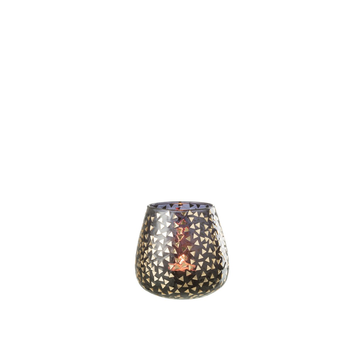 Lanterne J-Line Triangle en verre noir et or, vue avant
