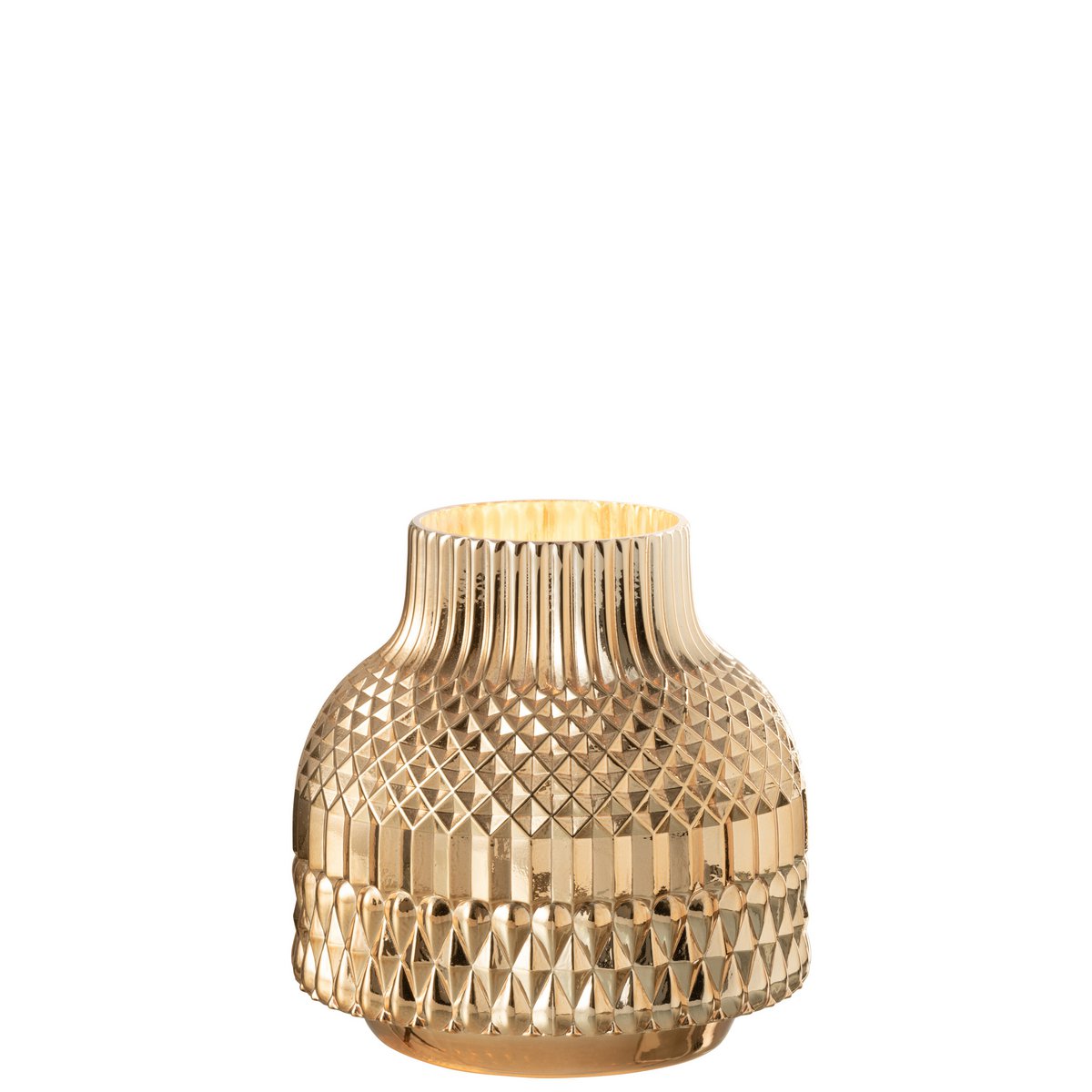 Détail du vase J-Line Ari, finition en verre doré