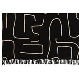 Plaid J-Line Rayures/Nœuds en Coton Noir/Blanc sur fond blanc