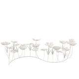 Bougeoir J-Line en métal blanc avec motif de fleurs, vue de face