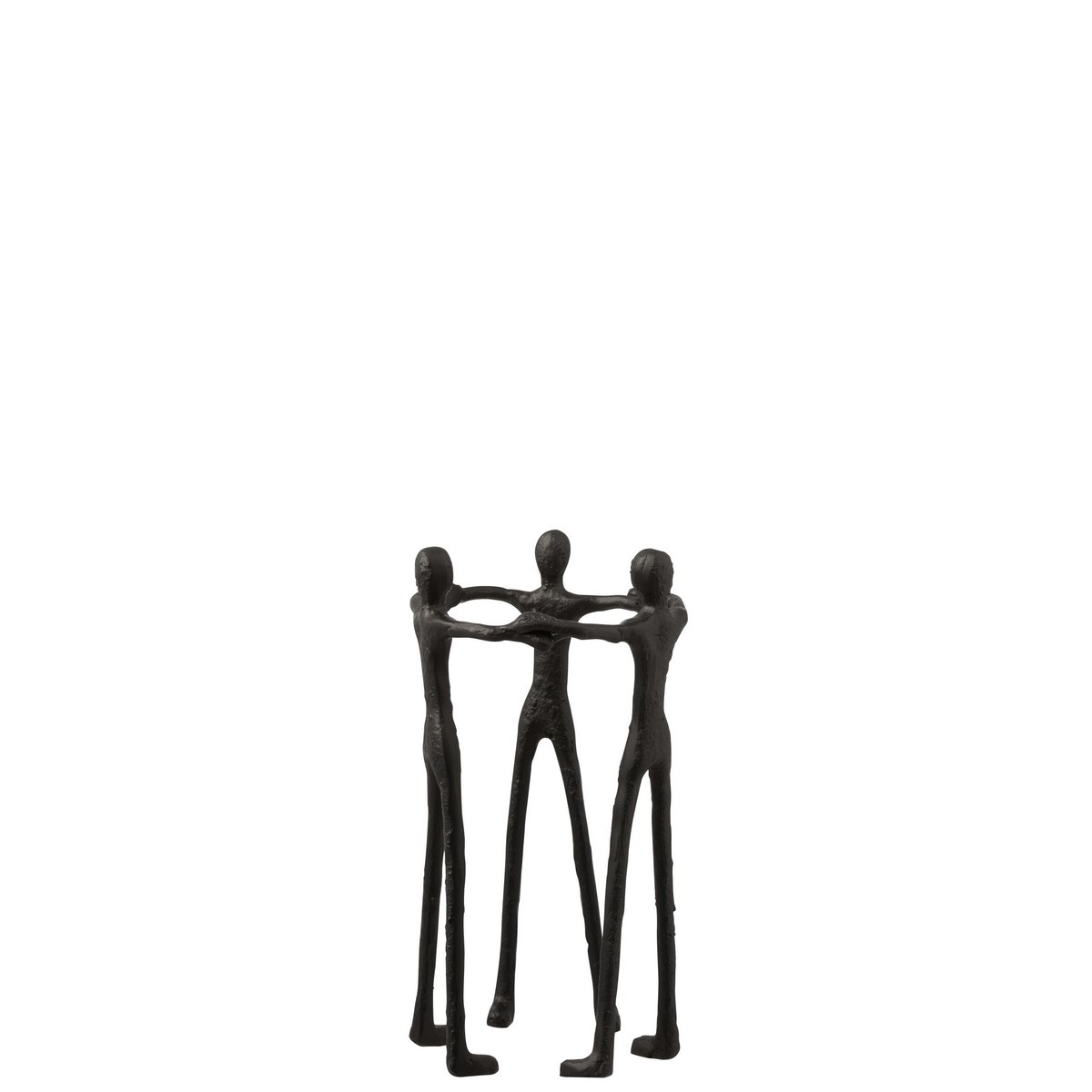 Détail de la sculpture Person Kring, texture en aluminium noir