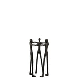 Détail de la sculpture Person Kring, texture en aluminium noir