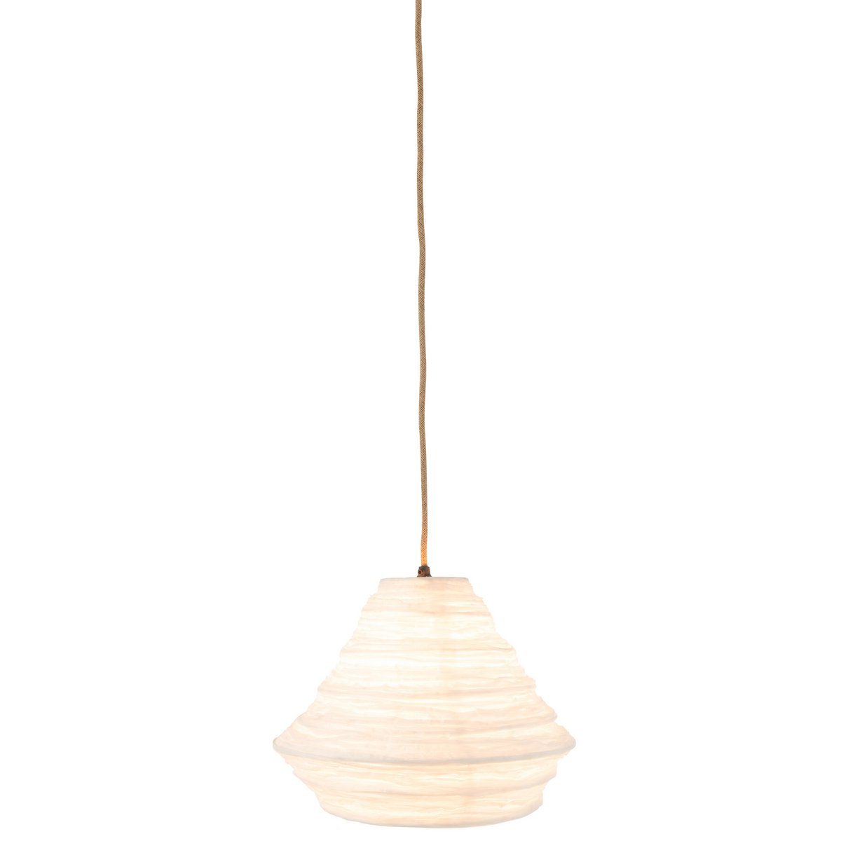 Lampe à suspension J-Line Nest Raffia en blanc, vue de face