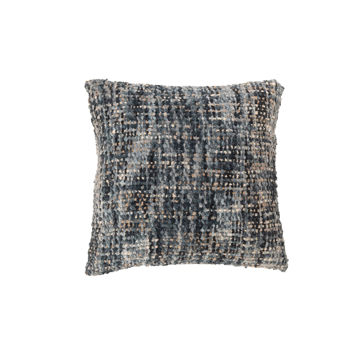 Coussin Tweed J-Line en bleu et blanc sur fond neutre