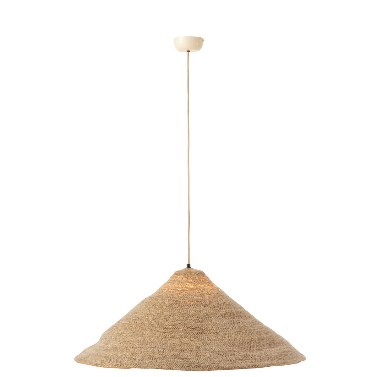 Détail de la lampe Hat Moonj, texture en rotin naturel