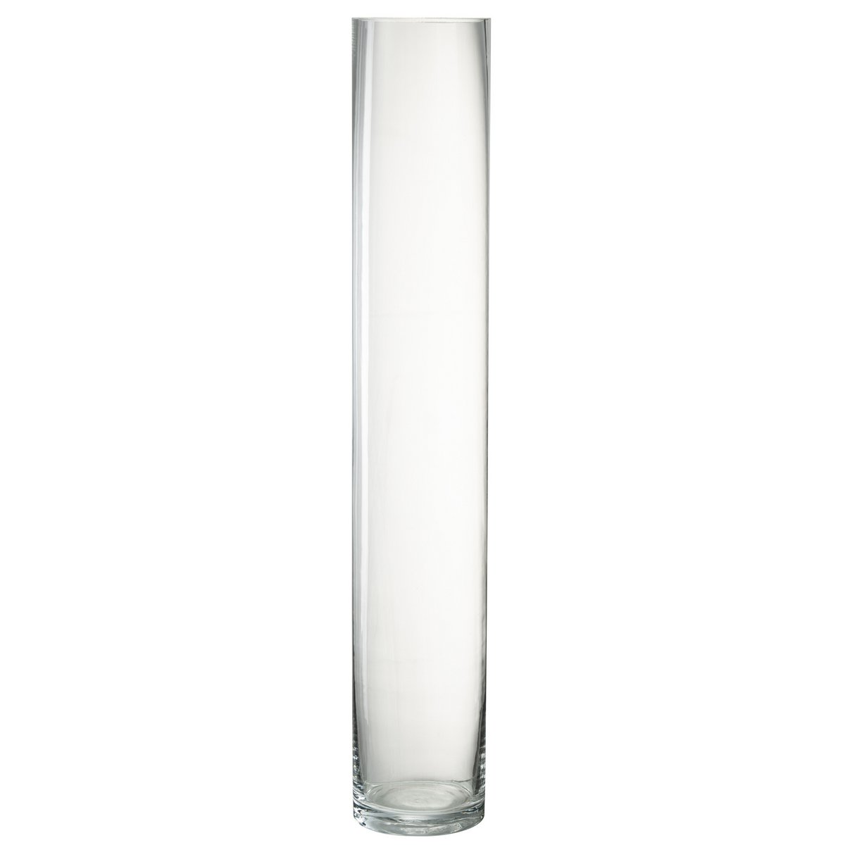Vase J-Cylindre en verre transparent, 60,5 cm de haut, design moderne