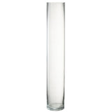 Vase J-Cylindre en verre transparent, 60,5 cm de haut, design moderne