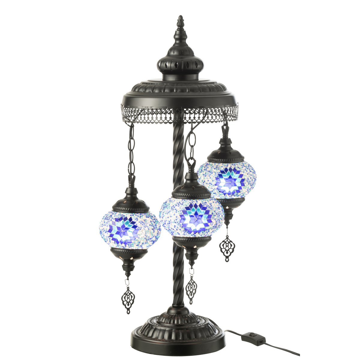 Détail du design en verre et métal de la lampe Mosaïque J-Line.