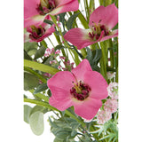 Détail du bouquet Mix Flowers J-Line, fleurs en plastique rose