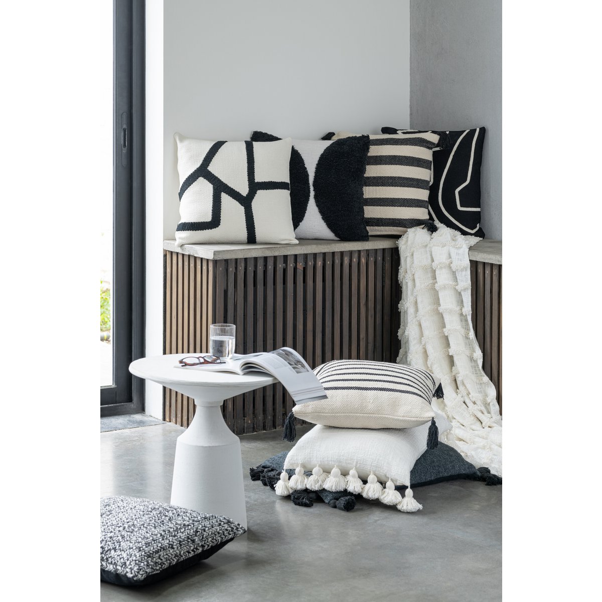 Texture du textile du coussin Stripe J-Line, gros plan