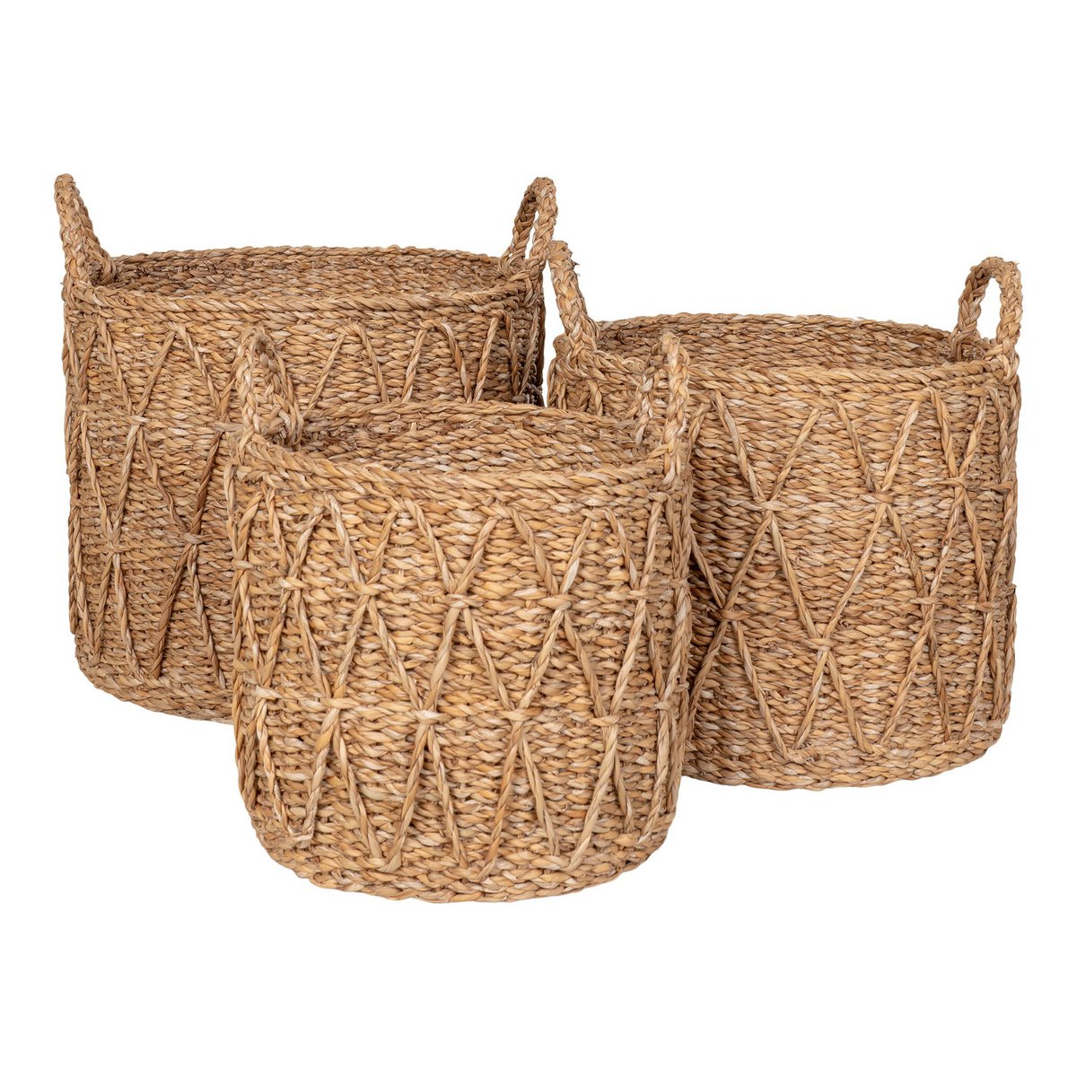 Krabi Basket - Lot de 3 paniers en jonc de mer naturel, vue d'ensemble
