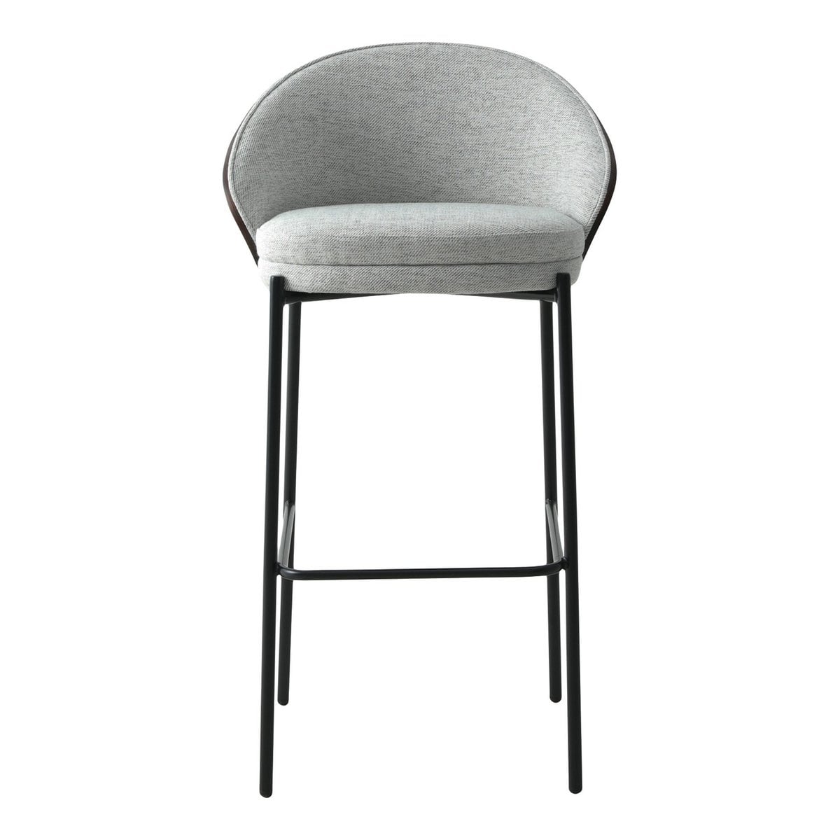 Détail du dossier marron foncé de la chaise de bar Canelas
