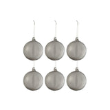 Ensemble de 6 boules de Noël J-Line, design transparent et gris.