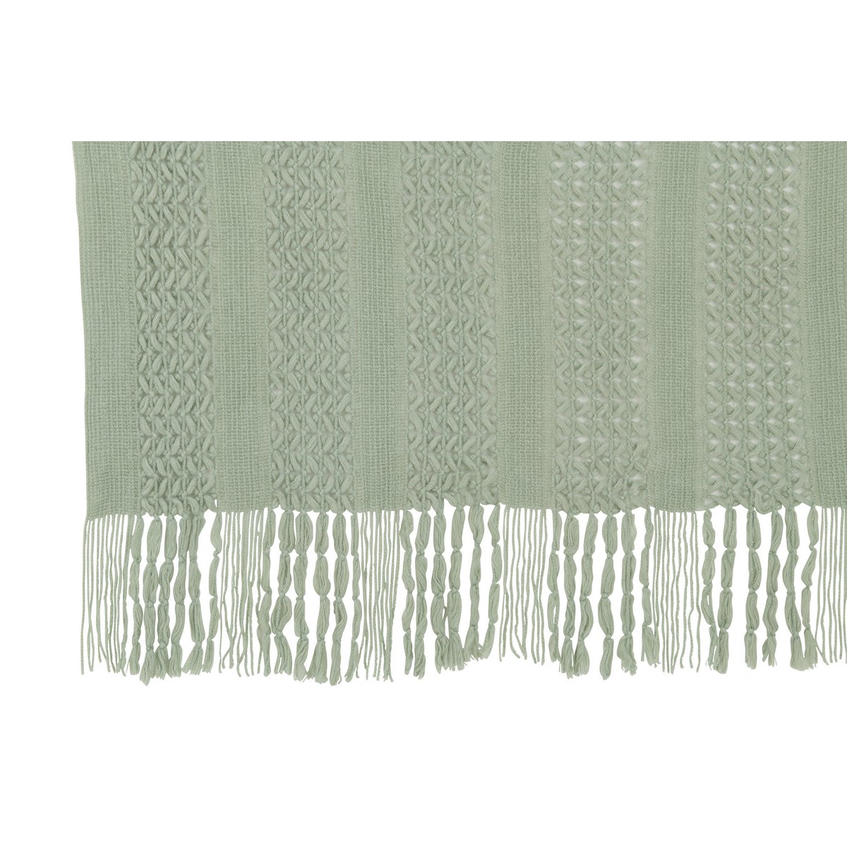 Détail du tricot du plaid J-Line vert clair, texture douce