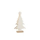 Sapin de Noël J-Line positionné sur une table, montrant sa finition blanche élégante.