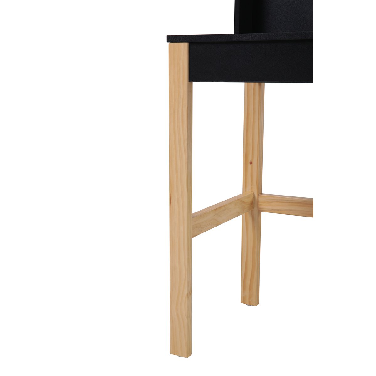 Bureau noir avec fixation murale, détail du design
