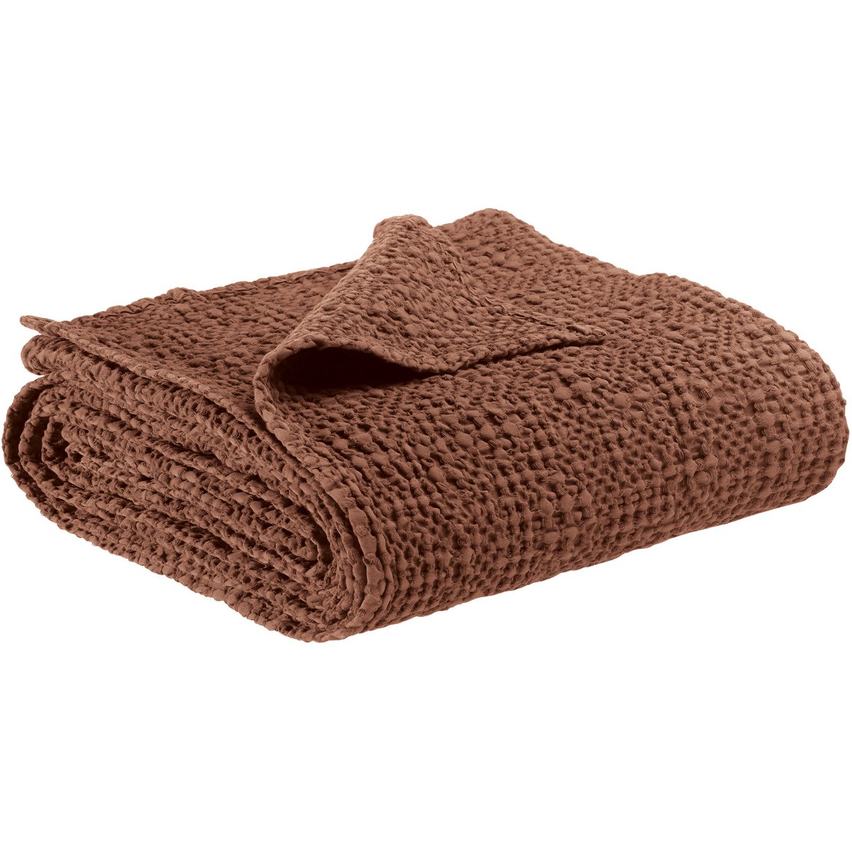 Plaid Tana Tabac 140x200 - Élégance et confort en coton marron