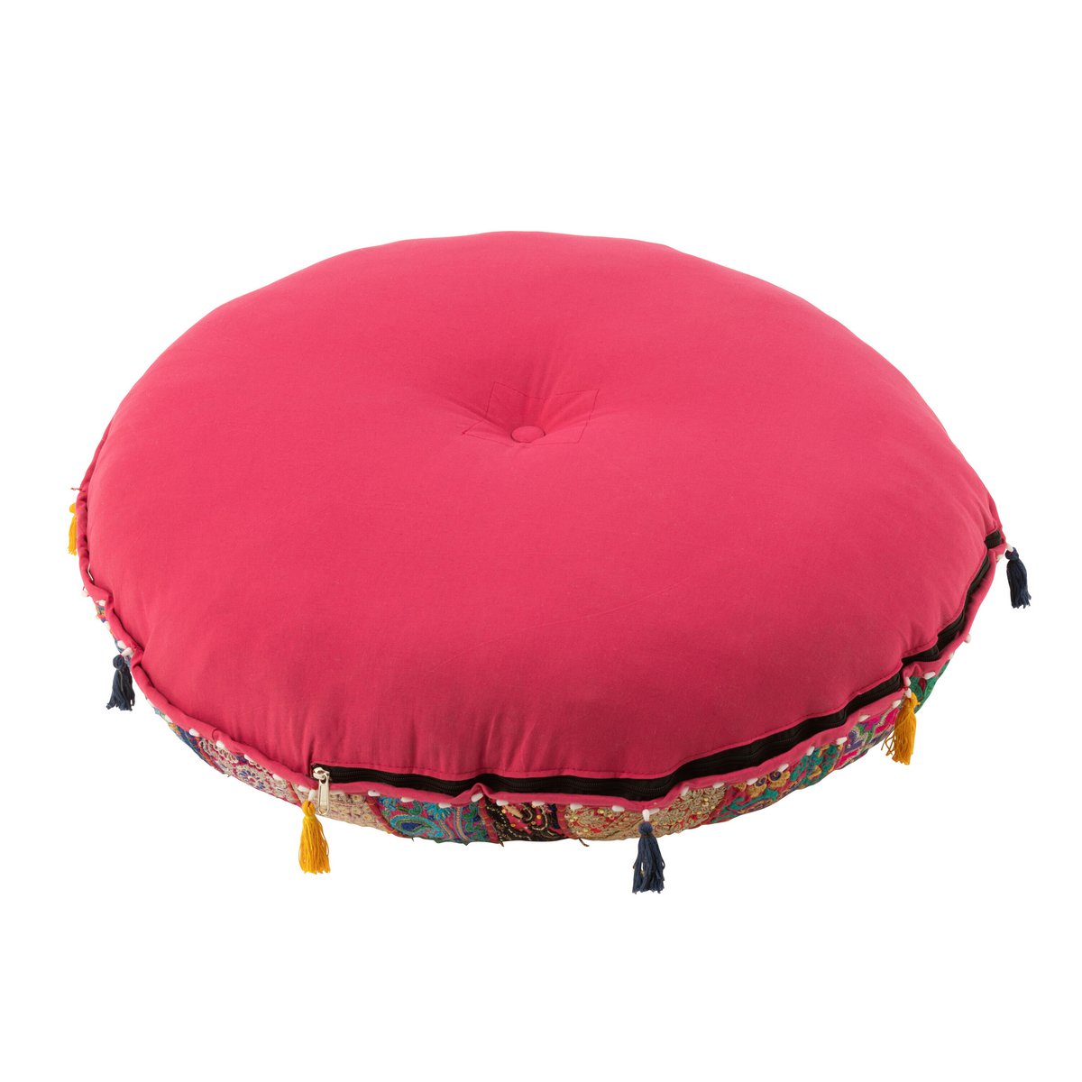 Vue latérale du Pouf Rond J-Line, ambiance bohème