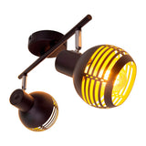 Mur et plafond à 2 places "Casco" en métal en noir, et or, avec socket e27, 36 x 12 x 15 cm. Éclairage élégant pour le salon, la salle à manger ou la cuisine.