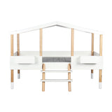 Lit mezzanine scandinave en bois blanc avec structure en forme de maison